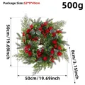 Festive Christmas wreath with red roses, berries and gold bell decoration, 50cm diameter. - H3-42 Small Rose and Large Bell 45cm/17.71inch