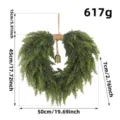 Heart-shaped green cedar Christmas wreath with bell and dimensions 50cm width 617g - Bohemian Style Bell Wreath (J1-46) / 45x50cm