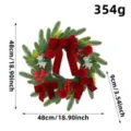 Artificial Christmas wreath with red velvet bows and reindeer dimensions 48cm spec - Wine Red Flocked Berry Christmas Wreath (L1-31) / Burgundy