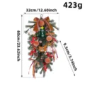60cm artificial Christmas swag with pine needles, berries, and ornaments for decor - K1-47 Coffee Bear Teardrop Swag (No Lights)