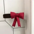 Cute red bow tie plush door handle cover for anti-collision and anti-static decoration - Left Opening / Red Bow