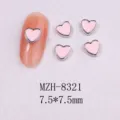 Detailed view of pink heart nail art charms MZH-8321 with silver borders, 7.5x7.5mm - 8321 Silver Border Lavender Cat Eye (7.5x7.5mm)