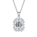 Elegant S925 sterling silver moissanite necklace with a stunning emerald-cut crystal pendant - 925 Silver / 2 Carat Moissanite (Emerald Cut)