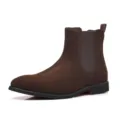 Klassische Herren-Chelsea-Boots aus braunem Wildleder mit elastischen Einsätzen und Absatz - 38 / Wildleder Stil (8586) / Braun