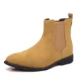 Klassische Herren-Chelsea-Boots mit spitzer Zehenpartie aus hellbraunem Wildleder - 38 / Mattiertes Wildleder Stil (8586) / Khaki