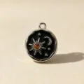 Silver-tone celestial sun and moon enamel pendant with amber crystal for women - Sun Moon Silver (Pendant Only)