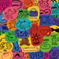 Adesivi decorativi con graffiti di cartoni animati colorati impermeabili per custodia - Stile Graffiti di Cartoni Animati Multicolore / 40 Pezzi/Confezione