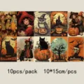 Cartoline decorative di Halloween set 10 carte d'arte vintage 10x15cm per decorazione murale - Biglietti di Halloween / 10 Fogli/Set