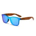 Gafas de sol de espejo azul de moda con patillas de grano de madera para hombres y mujeres. - Azul Espejado