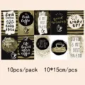 Coffee themed decorative cards set, 10pcs pack, wall art postcards for room decor. - Coffee