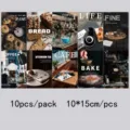 10pcs vintage coffee theme decorative postcards wall art cards for room bedroom decor 10x15cm - Cafe Time / 10 Pieces/Pack (10x15cm)