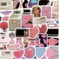 Korean pink aesthetic waterproof stickers for phone case hand account water cup decoration - 50 Pieces/Pack