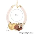 Vintage double-layer short necklace with golden heart and starfish charms detail view - White Heart Double Layer Necklace (X-772)