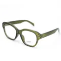 Close-up of translucent green vintage optical glasses frame featuring stylish 3-dot hinge detail. - Olive Green Anti-Blue Light