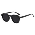 Vintage polygon Sonnenbrille für Damen und Herren, schwarzer dicker Rahmen mit UV Schutz. - Schwarzer Rahmen Graue Gläser