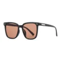 Schwarze Sonnenbrille mit Sonnenuntergangslinsen, stilvolle große quadratische Brille für den Alltag. - Schwarzer Rahmen Braune Gläser (Regulär)