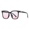 Schicke quadratische Sonnenbrille mit rosa Farbverlauf und stilvollen schwarzen Gestellen. - Schwarzer Rahmen Blush Gläser (Regulär)