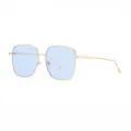 Square metal sunglasses for women with light blue lenses, stylish and trendy eye wear item. - Non-polarized Style / Gold Frame Blue Lens (Non-polarized)