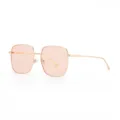 Oversized square metal sunglasses for women with trendy pink lenses and thin gold frame. - Non-polarized Style / Gold Frame Pink Lens (Non-polarized)