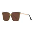 Trendy large frame sunglasses for women, brown polarized lenses with chic frame design. - Dark Green Frame Tea Lens (Normal)