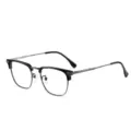 Klassisches Halbrand Brillengestell für Herren, stilvolle Browline Brille für klare Sicht. - Schwarz Gunmetal Anti-Blaulicht