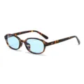Retro Ovale Sonnenbrille mit Schildpattgestell und blauen Gläsern UV400 Trend Mode Brille - Schildpatt-Rahmen Blaue Gläser