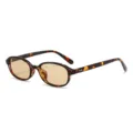 Retro kleine ovale Sonnenbrille mit Schildpatt-Gestell und hellbraunen Gläsern für Alltag. - Schildpatt Rahmen Tee Gläser