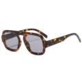 Retro oversized quadratische Sonnenbrille mit Schildpatt-Rahmen und flachem Oberrand. - Schildpatt-Rahmen Hellgraue Linse