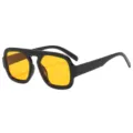 Retro oversized quadratische Sonnenbrille für Damen und Herren, stylische dicke Fassung. - Schwarzer Rahmen Orangene Gläser