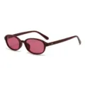 Modische ovale Sonnenbrille mit dunkelrotem Gestell und rosa Gläsern, leichte Sommerbrille. - Zitwerrot Rahmen Rote Linsen