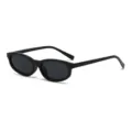 Retro kleine ovale Sonnenbrille im Cat-Eye-Stil für Damen und Herren, schwarze Vintage Brille. - Schwarzer Rahmen Graue Gläser