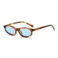 Vintage ovale Sonnenbrille Damen Herren Retro Schildpatt Gestell hellblaue Gläser Brille - Schildpatt-Rahmen Blaue Gläser