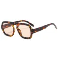 Retro quadratische Schildpatt Sonnenbrille für Damen und Herren, große Vintage Brille. - Demi-Rahmen Hellteefarbene Gläser