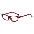 Rote transparente ovale Brille mit Blaulichtfilter-Gläsern, stilvolles Retro-Design. - Roter Rahmen Blaulichtfilter