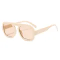 Beige oversized quadratische Sonnenbrille für Damen Herren, retro dicke Rahmen Brille - Beiger Rahmen / Helle Tee-Gläser