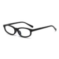 Schwarze Retro kleine ovale Brille Variante, stylische modische Sonnenbrille Accessoire. - Schwarzer Rahmen Anti-Blaulicht