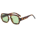 Schildpatt Rahmen quadratische Sonnenbrille mit hellgrünen Gläsern für Damen und Herren - Schildpatt Rahmen Grüne Gläser