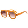 Vintage große quadratische Sonnenbrille für Damen und Herren, dicker Rahmen bunt. - Schildpatt Rahmen Verlauf Tee Gläser