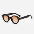Klassische Vintage-Sonnenbrille mit runden Gläsern für Damen und Herren mit starkem Gestell. - Schwarzer Rahmen Sunset-Gläser