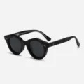 Schwarze Retro-polarisierte Sonnenbrille für Damen und Herren, stilvoller geometrischer Rahmen. - Schwarzer Rahmen Graue Gläser (Polarisiert)