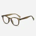 Gafas redondas marrones transparentes retro para uso diario montura óptica de moda. - Montura Verde Oliva Bloqueo de Luz Azul