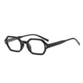 Gafas cuadradas negras antirrayas de luz azul con remaches, montura óptica elegante moda. - Montura Negra Brillante