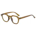 Retro polygon Blaulichtfilter Brille in Bernsteinbraun, stilvoller modischer Optikrahmen. - Tee-Rahmen Anti-Blaulicht
