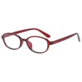 Retro rote ovale Brille klare Linsen Vintage Gestell für Damen Mode Alltagsbrille 1Stk - Roter Rahmen Blaulichtschutz (QZ1435-1394)