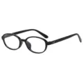 Retro ovale schwarze Brillengestelle für Damen, stilvolle klare Gläser optische Brille Hauptansicht. - Schwarzer Rahmen Blaulichtschutz (QZ1435-1394)