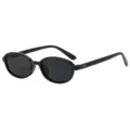 Retro schwarze ovale Sonnenbrille für Damen, modische Y2K Style Brille für den Alltag. - Schwarzer Rahmen Graue Linse (QZ1435-1394)