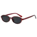 Retro ovale Sonnenbrille mit rotem Gestell für Damen, modische Vintage Sonnenbrille. - Roter Rahmen Graue Linse (QZ1435-1394)