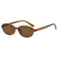 Retro ovale Sonnenbrille für Damen, trendiger bernsteinfarbener Rahmen, Flachglas. - Tee Rahmen Tee Linse (QZ1435-1394)