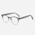 Gafas ópticas de acetato gris transparente para hombres y mujeres, montura redonda. - Montura Gris Degradado Anti-Luz Azul