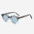 Retro Vintage Farbverlauf Sonnenbrille mit hellblauen Glaesern fuer das taegliche - Grauer Verlauf Rahmen Blaue Gläser (Polarisiert)